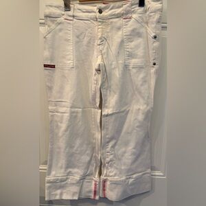 O’Neill White Cargo Pants with Pink Accents
